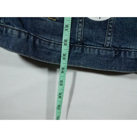 Eddie Bauer Denim Jean Jacket Patches Women XL Biker Bike Week Bands Beer - Picture 16 of 16